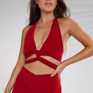 The Royal Codes Serpent Top and Isis Skirt in Crimson Red XS